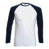 T Shirt Baseball Blanc & Bleu Manches Longues